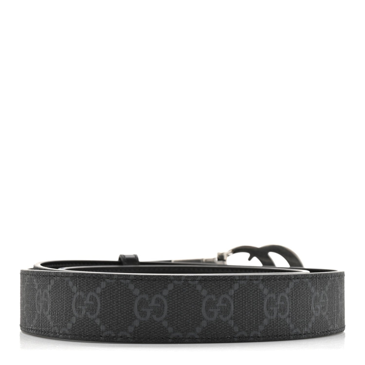 GG Supreme Monogram Plutone Calfskin Palladium Double G Reversible 30mm Belt 100 40 Black