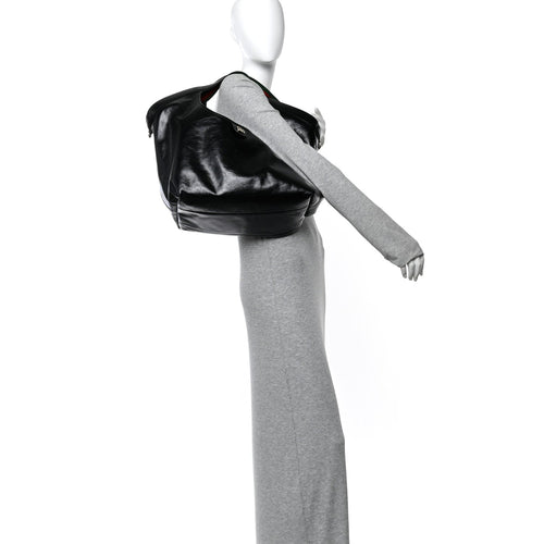 Soft Glossy Calfskin Large Giglio Tote Black