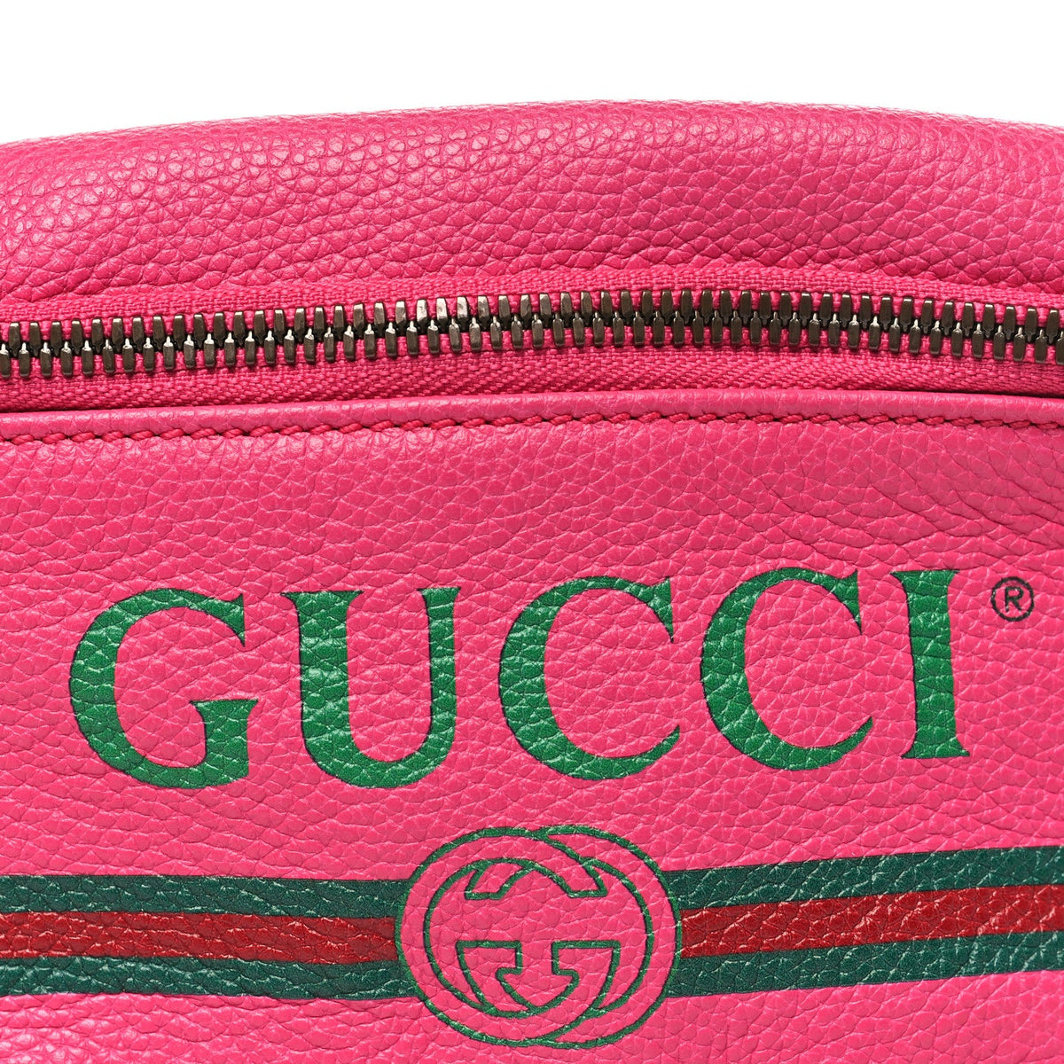 Grained Calfskin Small Logo Belt Bag Box Pink Green
