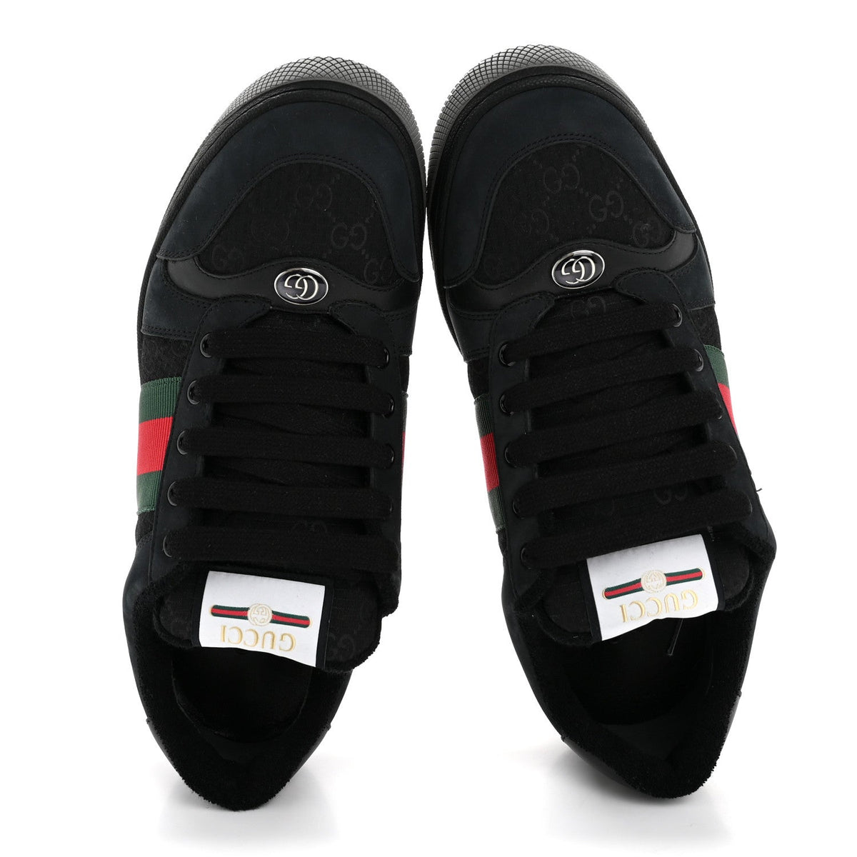 Calfskin Nylon GG Monogram Calfskin Web Mens Screener Sneakers 8.5 Black