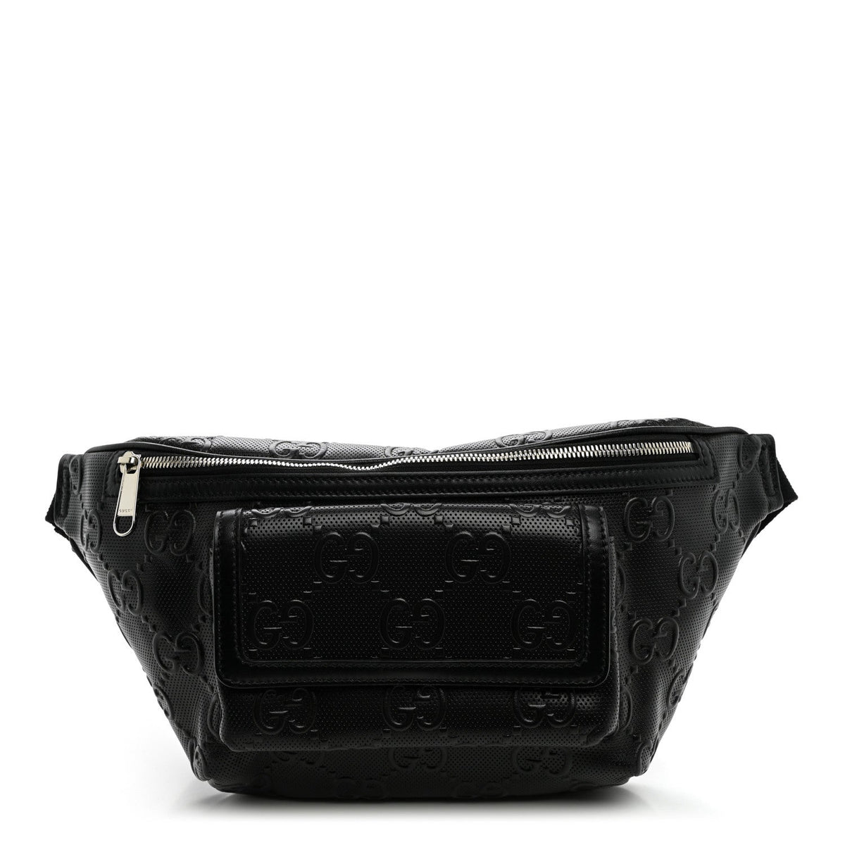 Calfskin GG Tennis Embossed Pocket Belt Bag Black