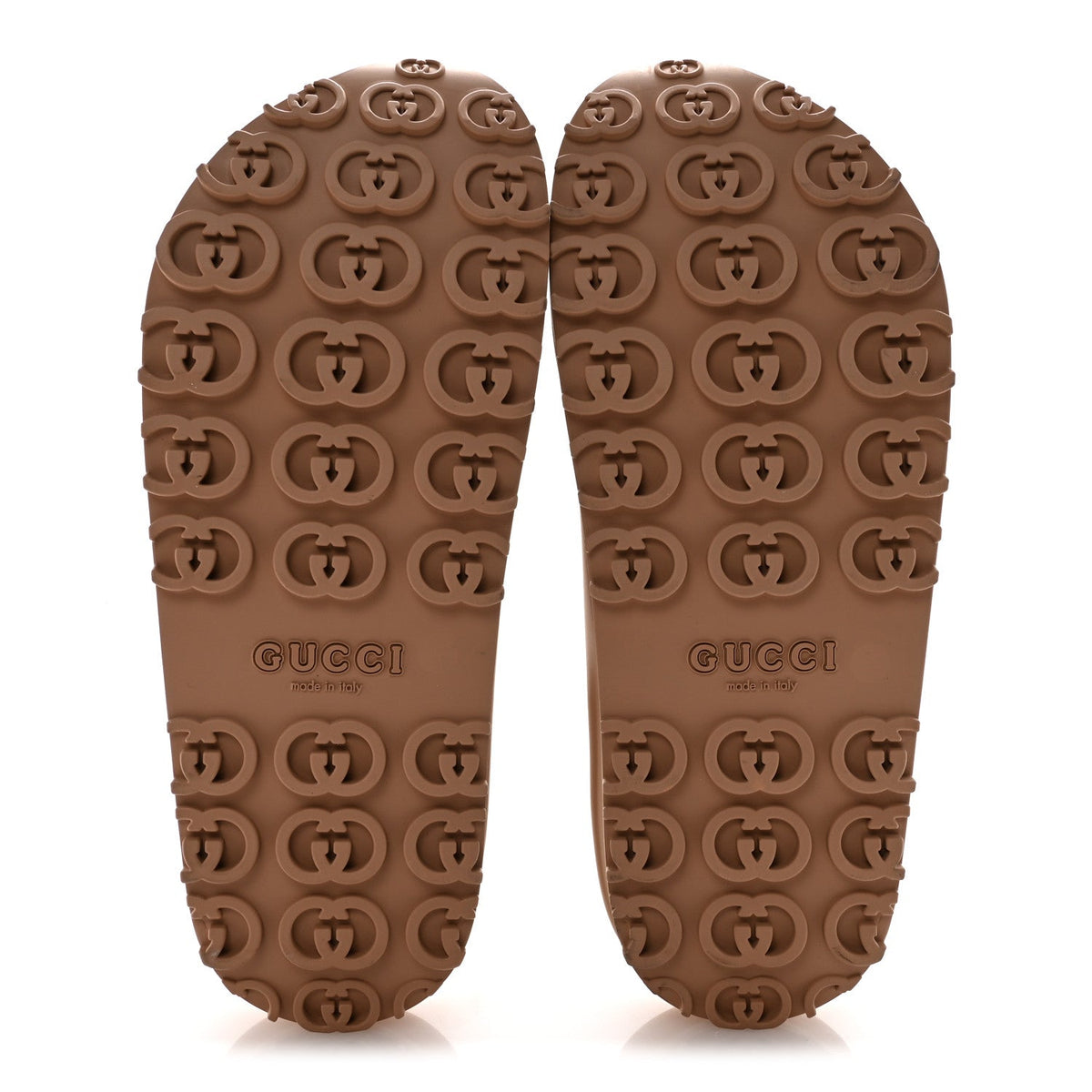 Soft Rubber Mens Interlocking G Platform 42mm Slide Sandals 9 Vintage Camel
