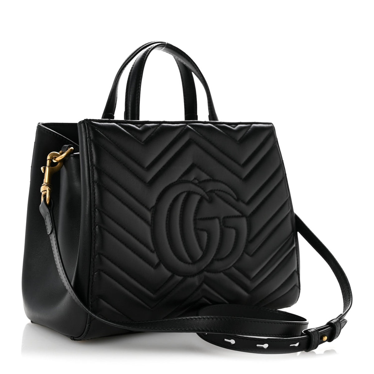 Calfskin Matelasse Small GG Marmont Tote Black