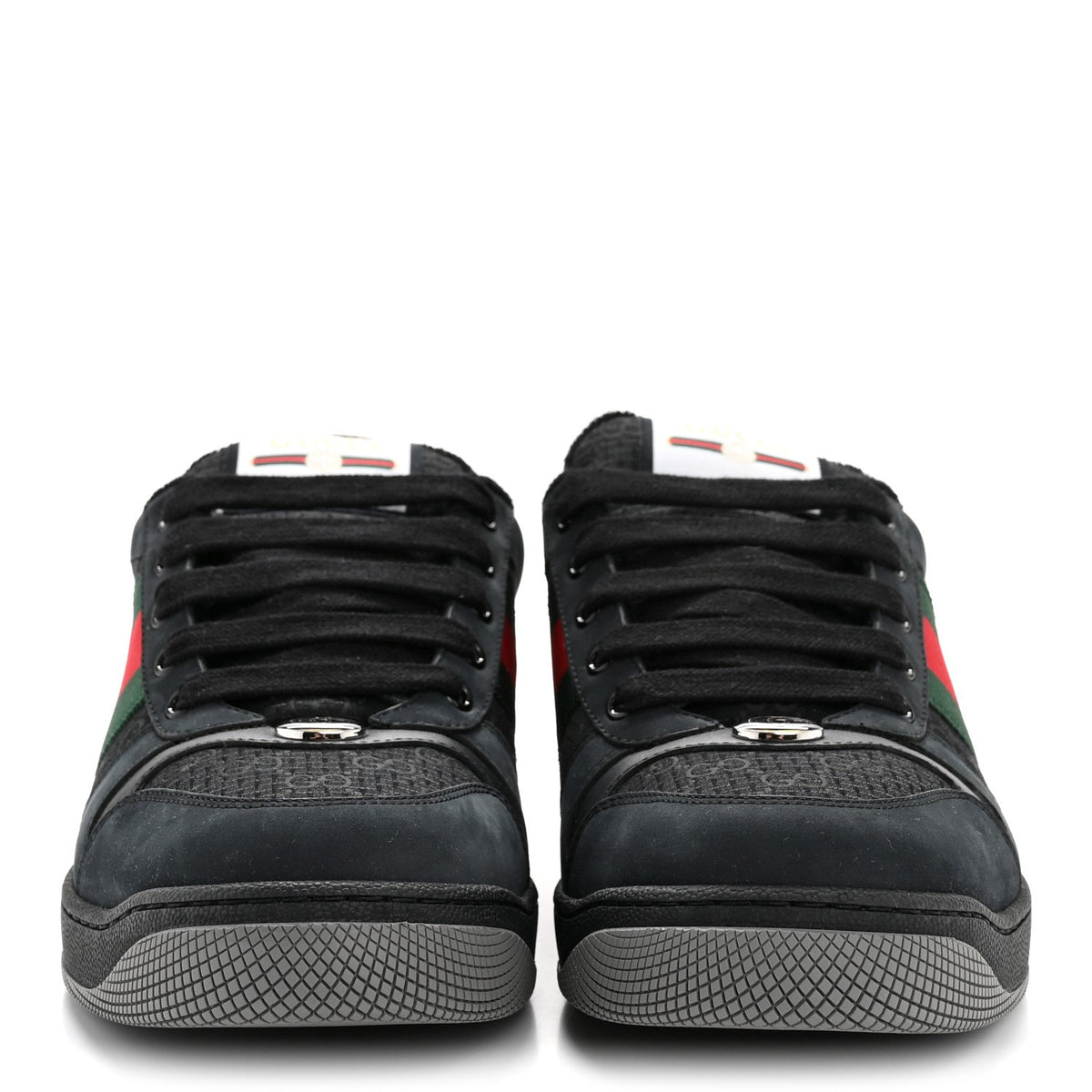 Calfskin Nylon GG Monogram Calfskin Web Mens Screener Sneakers 8.5 Black