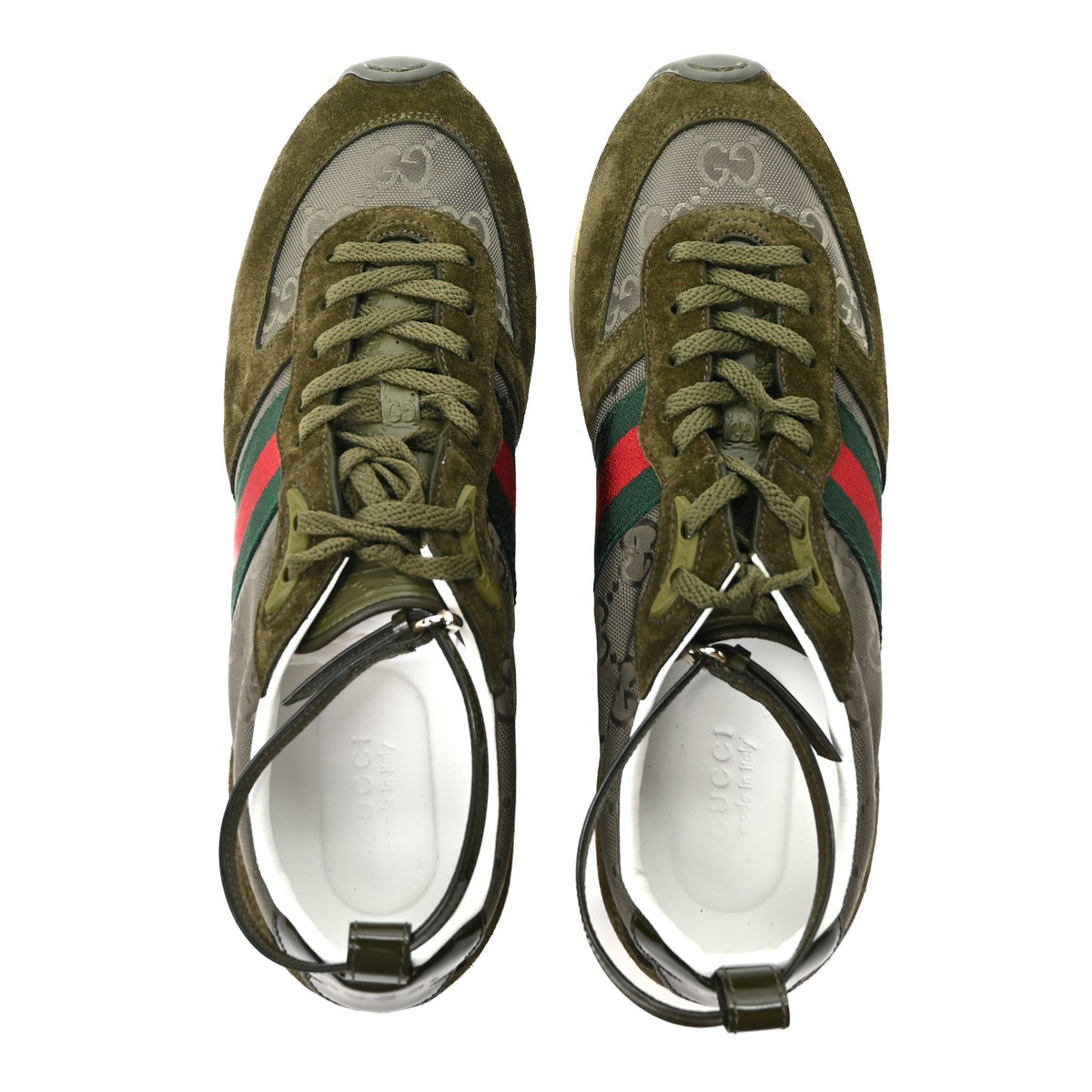 GG Suede Monogram Web Re-Motion Sneakers 38.5 Dark Green