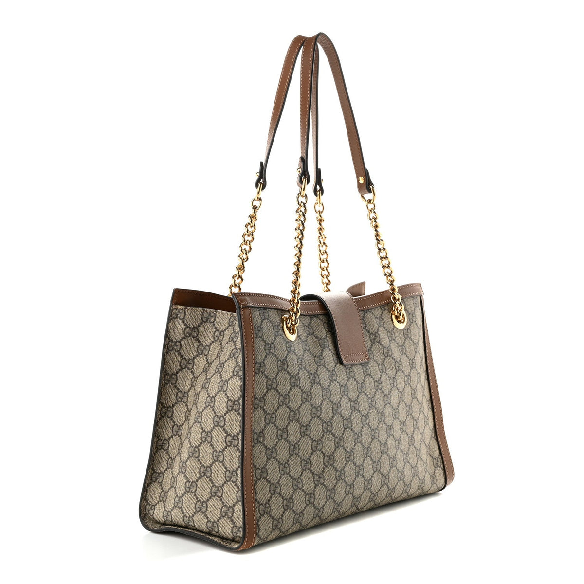 GG Supreme Monogram Medium Padlock Tote Beige Cuir