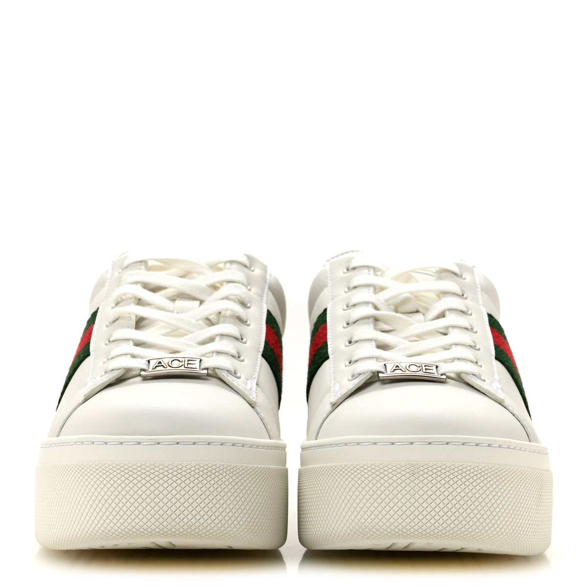 Ultralight Plume Calfskin Web Womens Ace Platform Sneakers 38.5 White
