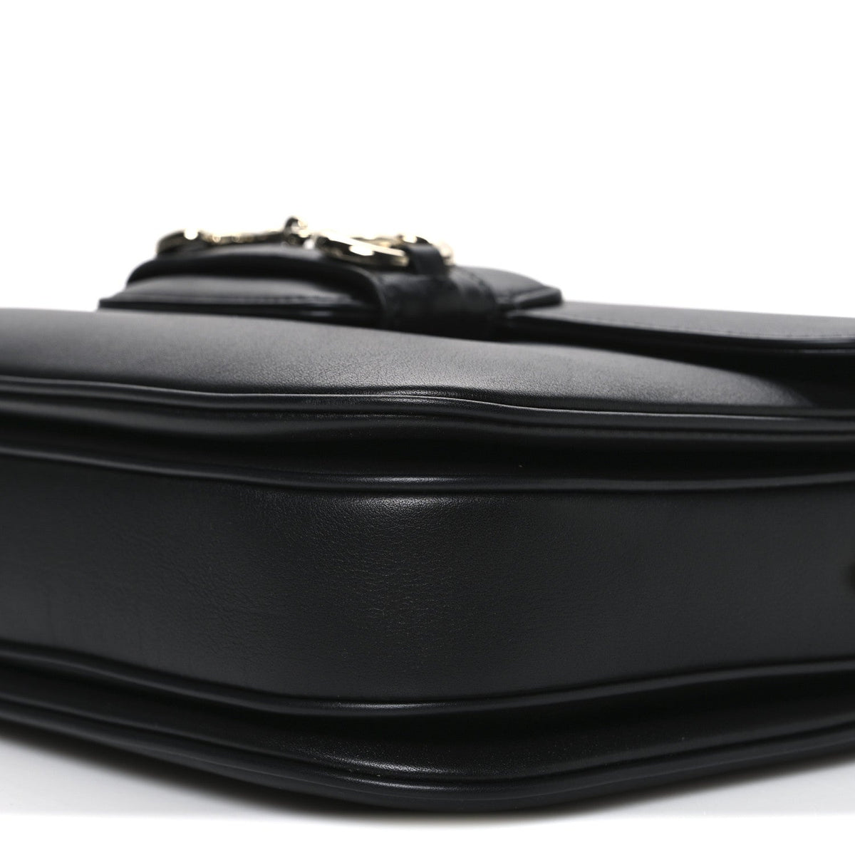 Ciny Lux Calfskin Horsebit 1955 Soft Small Shoulder Bag Black