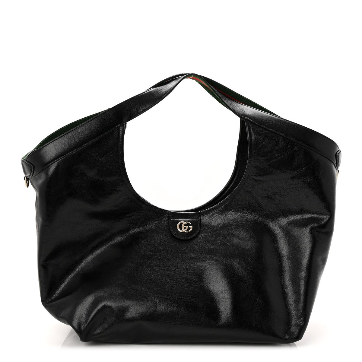 Soft Glossy Calfskin Large Giglio Tote Black