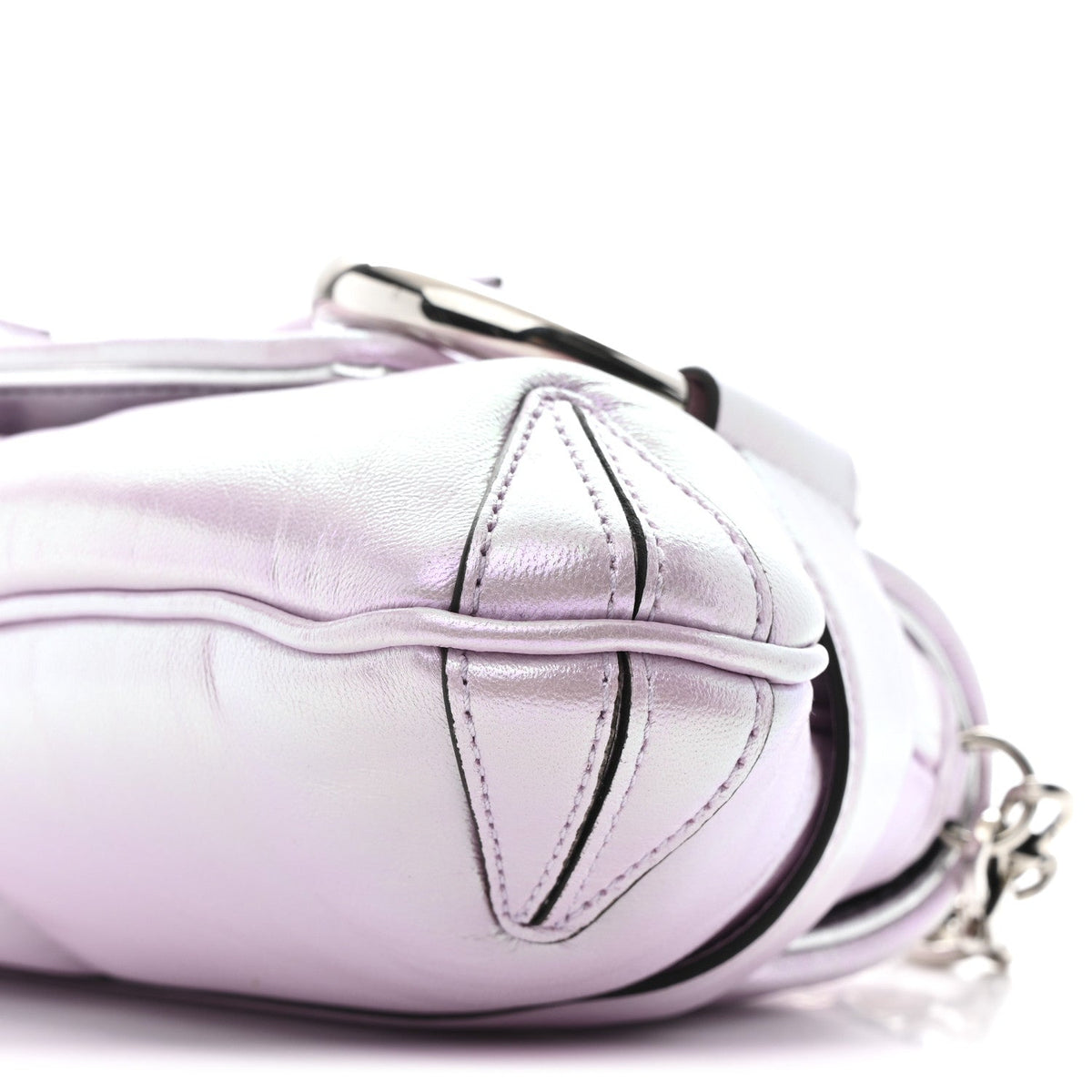 Iridescent Nappa Vertical Matelasse Medium Maxi Horsebit Chain Shoulder Bag Escape Pink