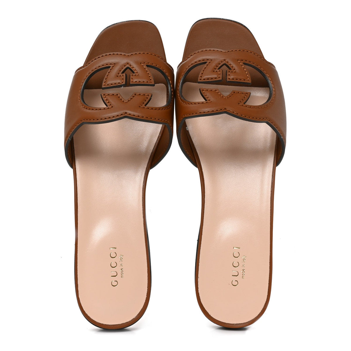Cosmos Softy Calfskin Interlocking G Cut Out Slide Sandals 39 Cuir