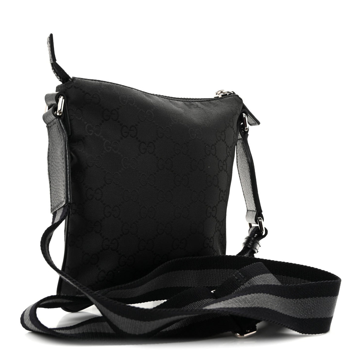 Nylon Monogram Mini Flat Messenger Bag Black