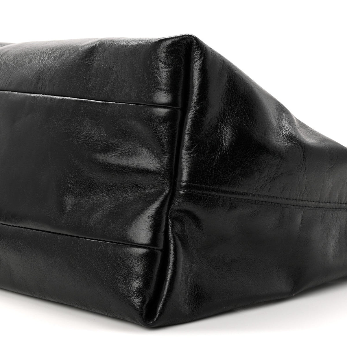 Soft Glossy Calfskin Large Giglio Tote Black