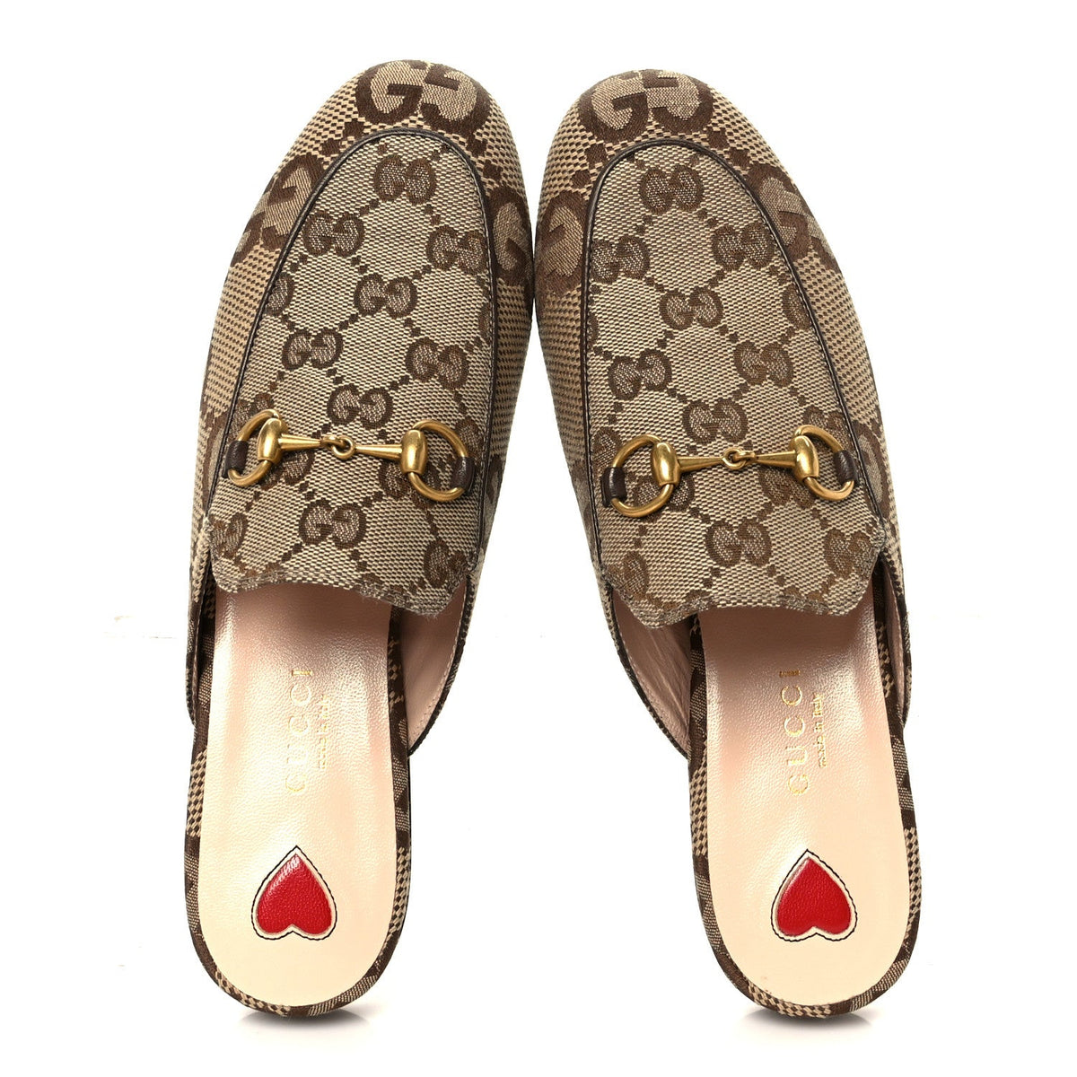 Monogram Jumbo GG Malaga Kid Womens Princetown Slippers 35 Camel Ebony New Acero Beige