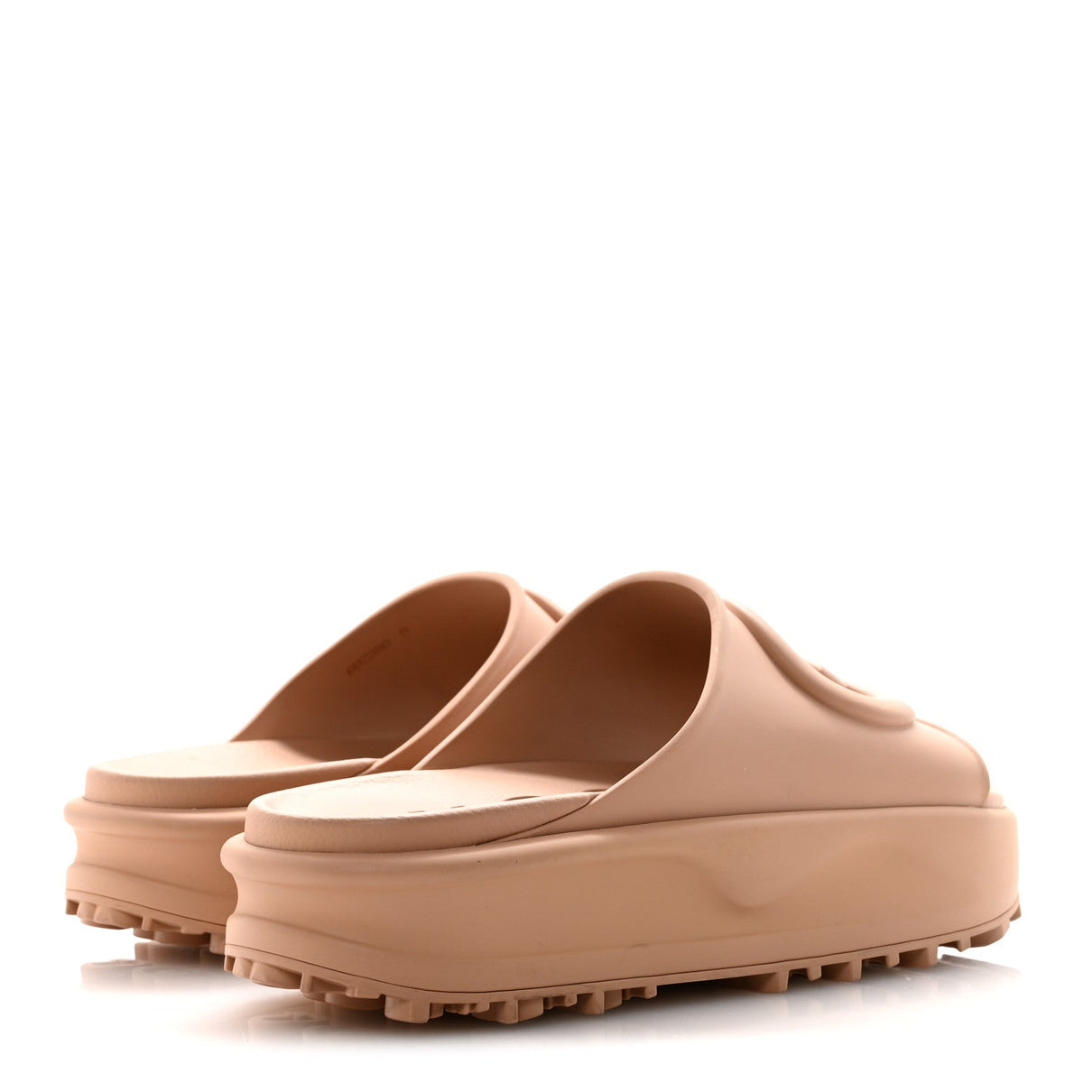 Soft Rubber Mens Interlocking G Platform 42mm Slide Sandals 9 Vintage Camel