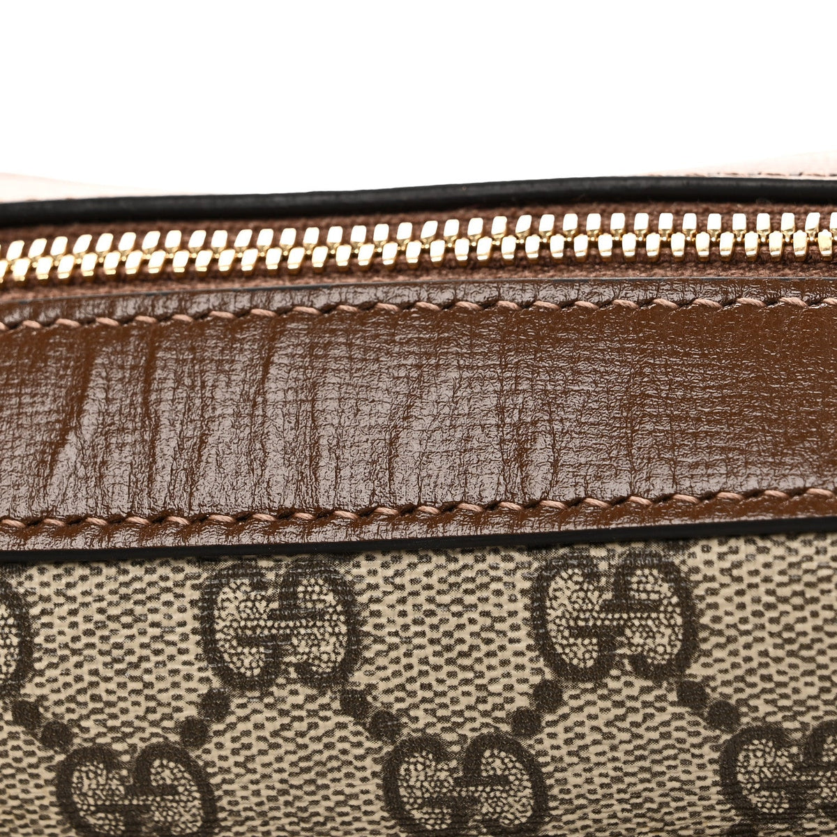 GG Supreme Monogram Small Horsebit 1955 Shoulder Bag Beige Brown Sugar