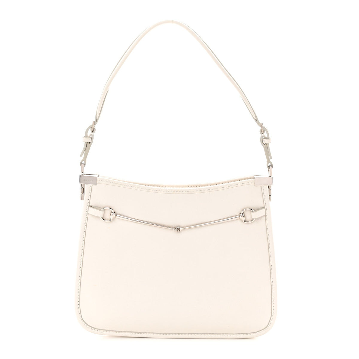 Calfskin Horsebit Slim Shoulder Bag White