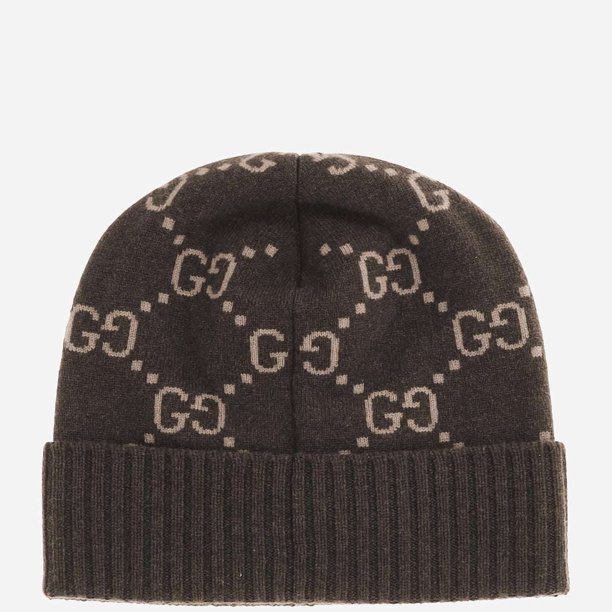 Gucci 811392 GG Cashmere Beanie — Brown