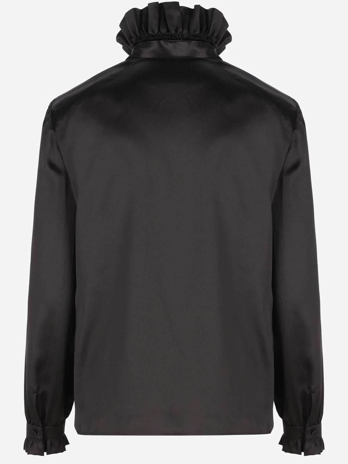 Gucci Ruffled Silk Shirt — Black