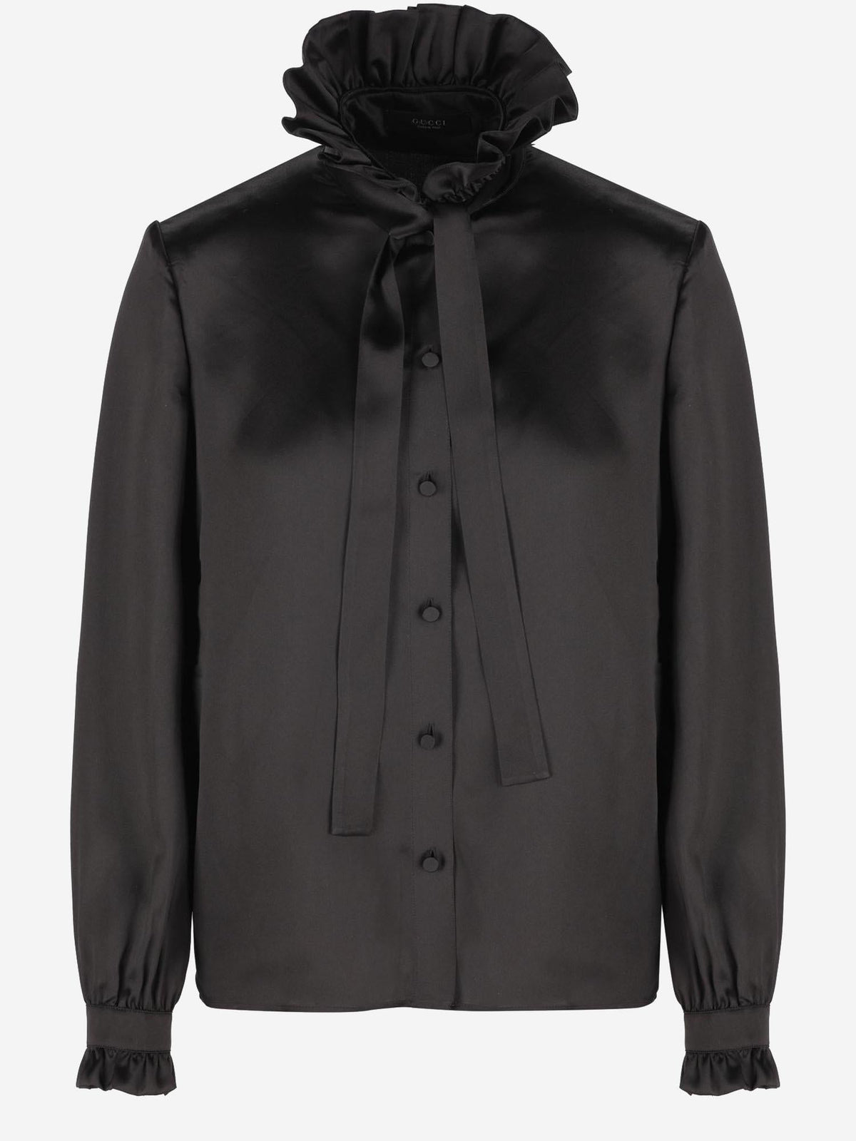 Gucci Ruffled Silk Shirt — Black