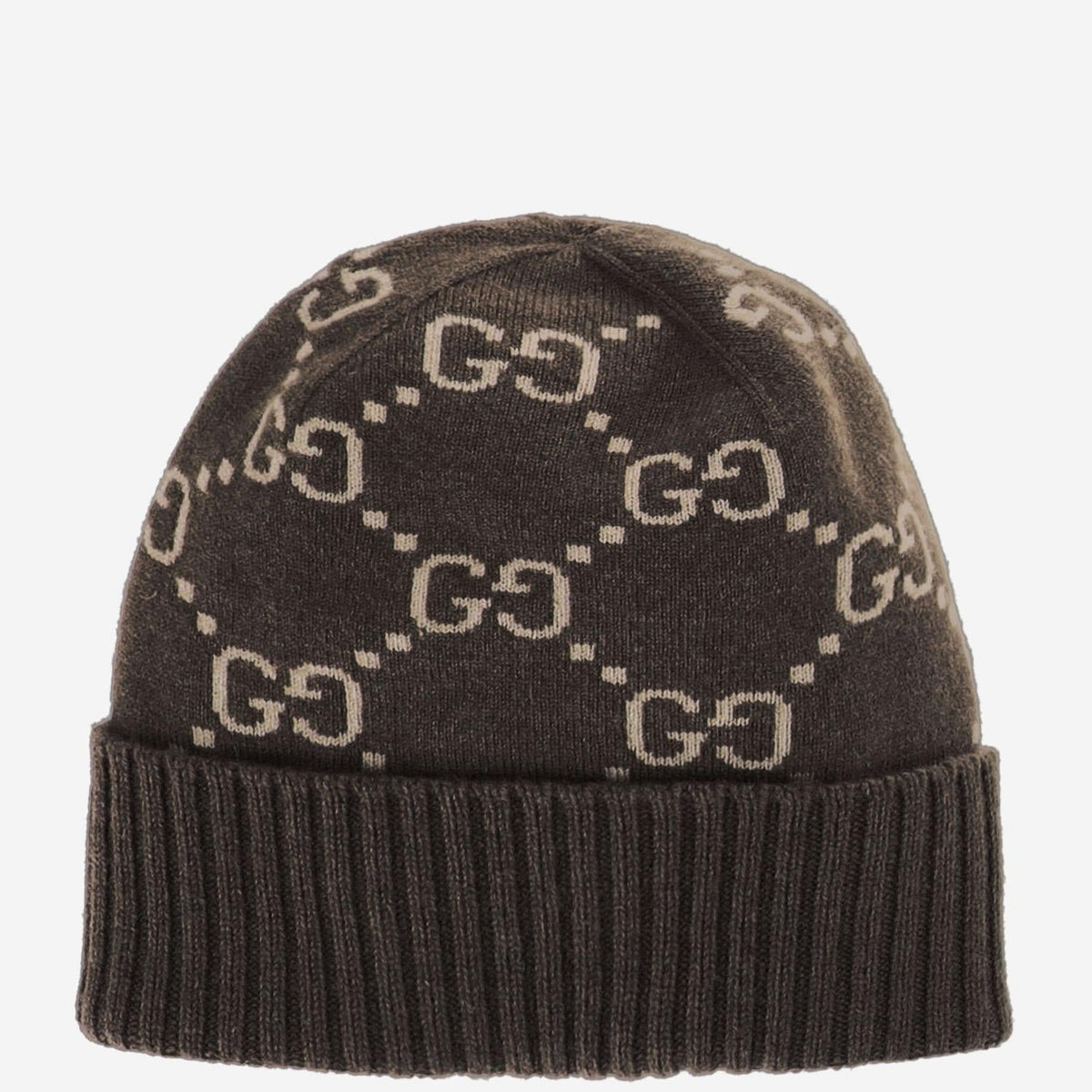 Gucci 811392 GG Cashmere Beanie — Brown