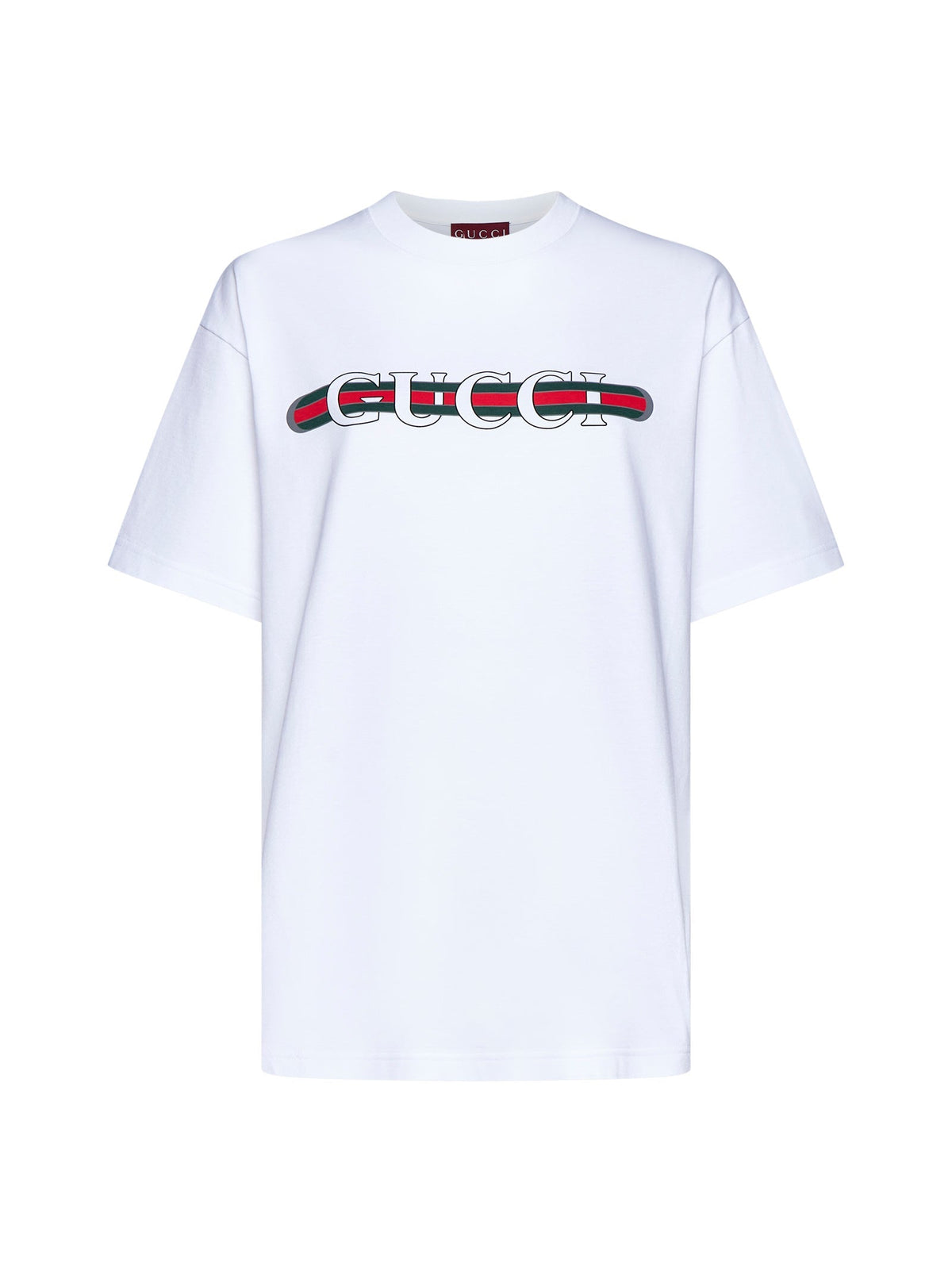 Gucci Gucci Web Logo Print T-Shirt — White